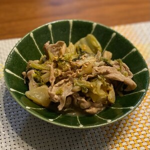 白菜とニラと薄切り豚肉の味噌炒め